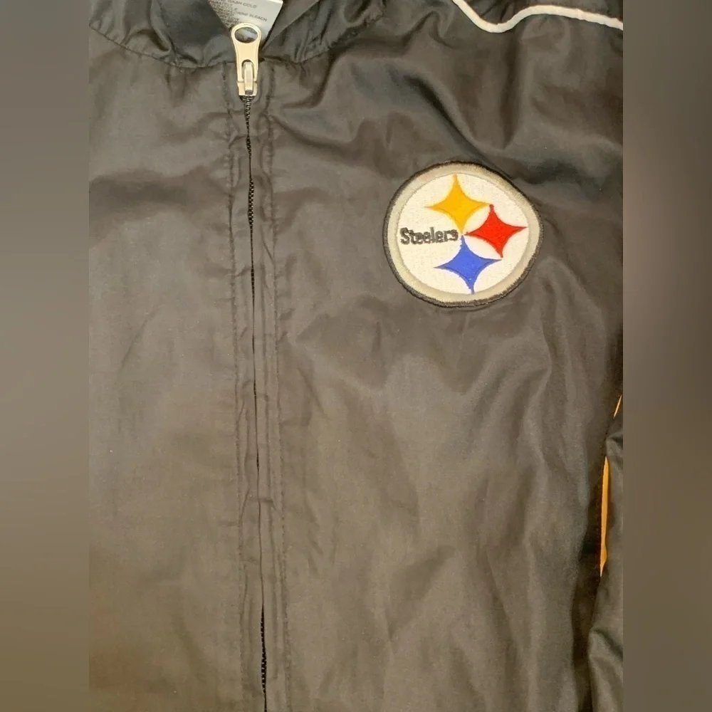 Boys Sz 5/6 Reebok Pittsburgh Steelers Zip-up Windbreaker Jacket Coat